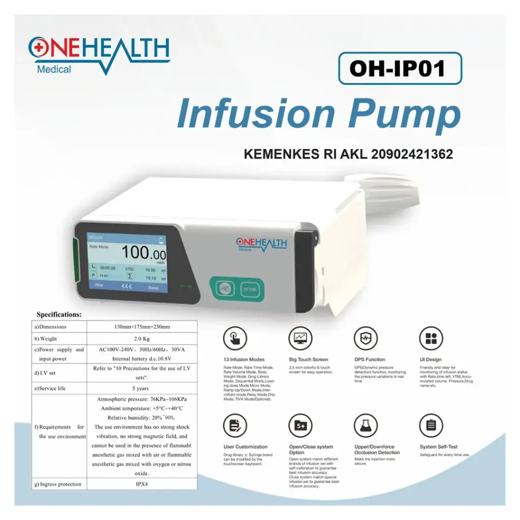 Infusion Pump OneHealth OH-IP01 Touch Screen Multiple Mode